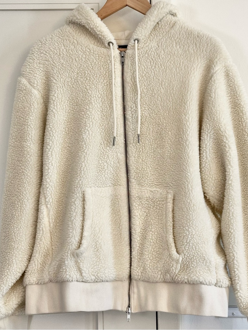 Plush Teddy Sherpa Fleece Cozy Soft  Zip Hoodie XL Levi's Made & Crafted Cream